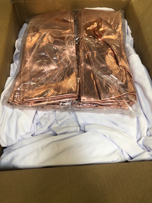 Photo 1 of ***AS IS / NO RETURNS -  FINAL SALE**
 50 Pack White Folding Chair Cover Set with 25 Spandex Chair Slipcovers 25 Sequin Chair Sashes Bow Washable Chair Protector Chair Cover for Party Wedding Banquet Event(White, Rose Gold)