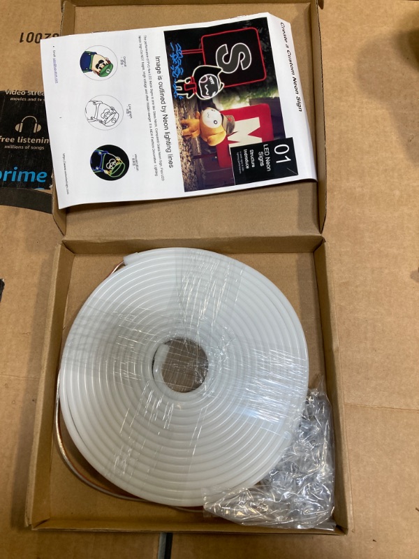 Photo 1 of Vasten Neon LED Strip Light - LED Neon Strip Light 16.4ft/5m 12V DC,Cut Length 0.39''/1cm Silicone LED Neon Flexible Strip Light for Indoor Outdoor DYI Signage Decoration (Power Adapter not Included)