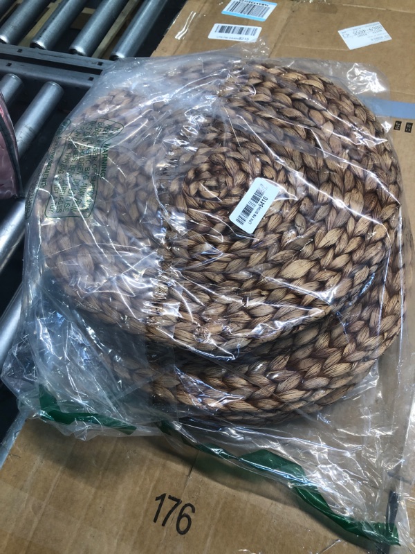 Photo 1 of (4 Sizes: 12"-13"-14"-15") BARIEN Brown Woven Placemats Round Set of 10, Natural Water Hyacinth Weave Placemat for Dining Table, Large Handmade Woven Placemats Heat Resistant Non-Slip (14" - Set 10)