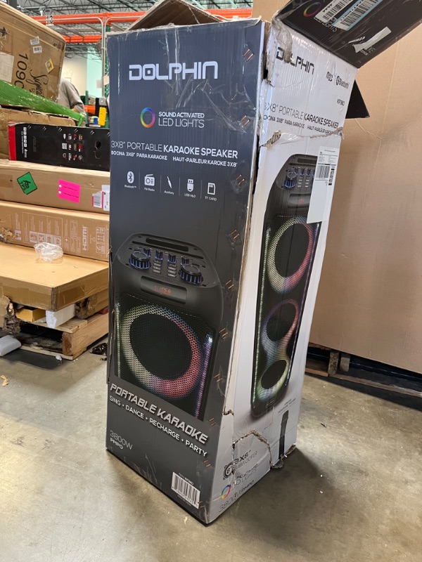 Photo 2 of ***USED*** ***AS IS / NO RETURNS -ALL SALES ARE  FINAL***
Dolphin KP-380: Elite Triple 8" Bluetooth Party Speaker | Unmatched Power & Sound | Long-Lasting Battery