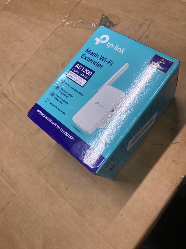 Photo 2 of ***USED***TP-Link AC1200 WiFi Extender, 2024 Wirecutter Best WiFi Extender, 1.2Gbps home signal booster, Dual Band 5GHz/2.4GHz, Covers Up to 1500 Sq.ft and 30 Devices ,support Onemesh, One Ethernet Port (RE315)