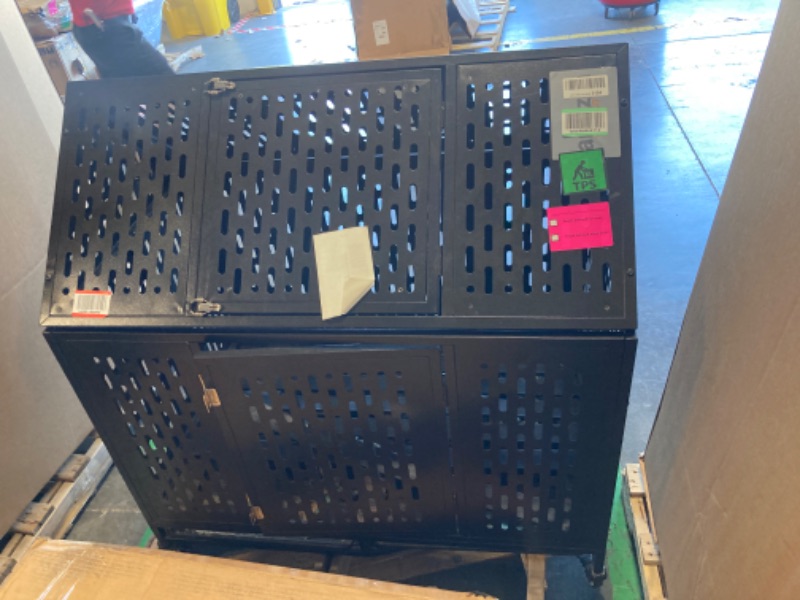 Photo 2 of 45 inch Heavy Duty Dog Crate with Locking Latch, Large Kennel with Pointed Roof, Indestructible and Escape-Proof Pet Cage for High Anxiety Dogs, XL Dog Crate