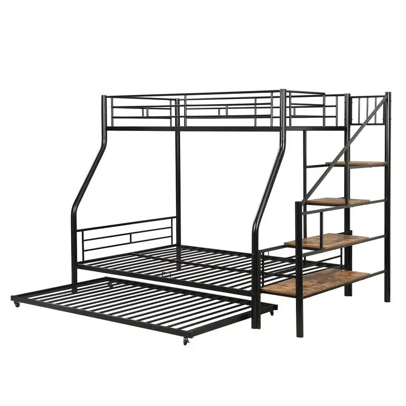 Photo 1 of ***Partial set, box 1 of 2*** ***Stock photo is a similar item, not exact***Metal Bunk Bed with Trundle and Storage Staircase