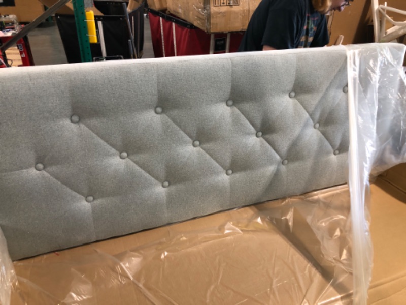 Photo 3 of *** diferent color than a photo*** Kingfun Tufted Upholstered Queen Size Bed Headboard in Modern Button Design, Adjustable Solid Wood Head Board, Premium Linen Fabric Padded Headboards in Bedroom