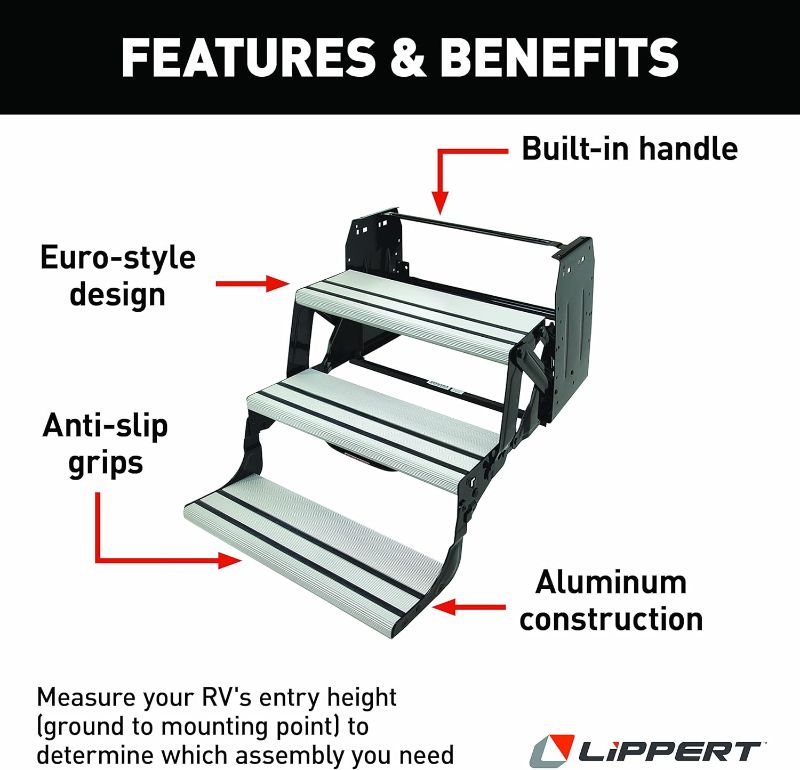 Photo 1 of ***has a folded part***Lippert Components 432696 Alumi-Tread Triple Manual Step , Black
