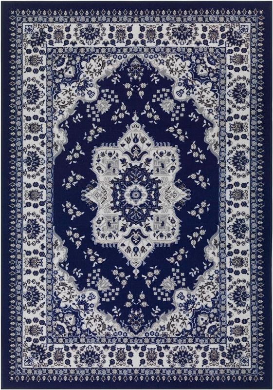 Photo 1 of *** similar to the photo** Antep Rugs Alfombras Oriental Traditional 5x7 Non-Skid (Non-Slip) Low Profile Pile Rubber Backing Indoor Area Rugs (Navy Blue, 5' x 7')