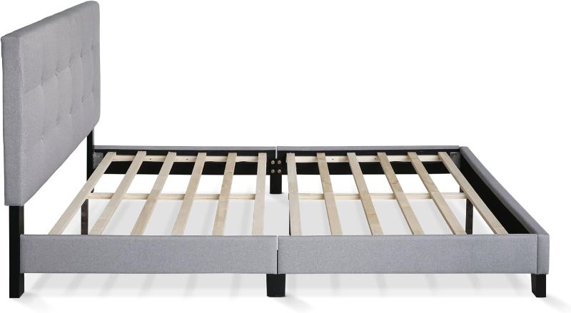 Photo 1 of *** SIMILAR TO THE PHOTO *** Furinno Laval Button Tufted Upholstered Platform Bed Frame, Queen, Glacier
Visit the Furinno Store