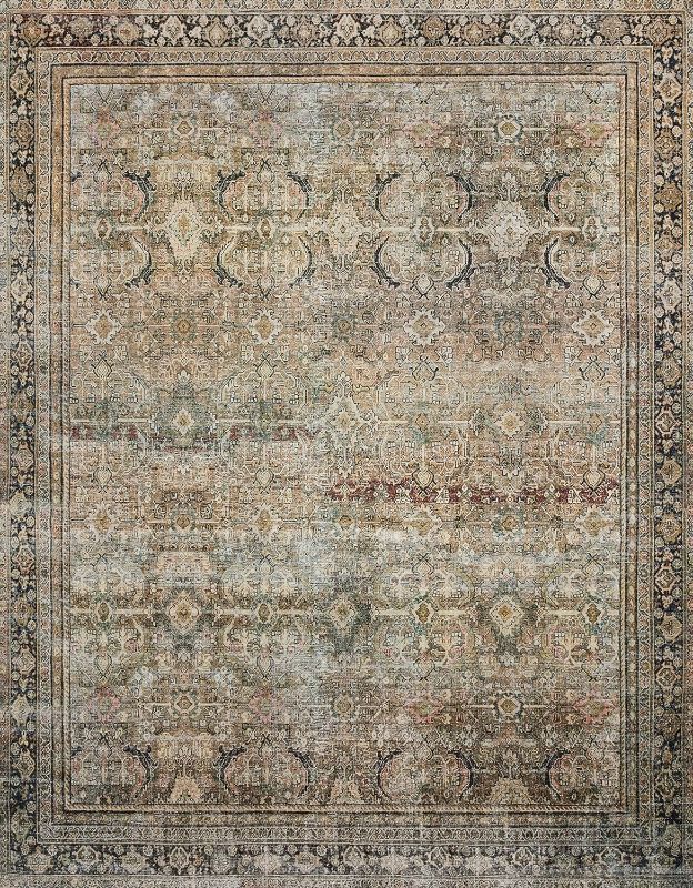 Photo 1 of *** similar to  the photo*** Loloi LAYLA Collection, LAY-03, Olive / Charcoal, 2'-6" x 9'-6", .13" Thick, Runner Rug, Soft, Durable, Vintage Inspired, Distressed, Low Pile, Non-Shedding, Easy Clean, Printed, Living Room Rug