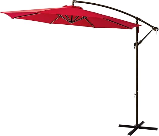 Photo 1 of 10 ft Cantilever Offset Outdoor Patio Umbrella with Cross Base Stand