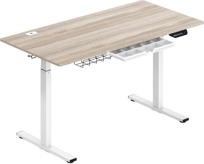 Photo 1 of *** SIMILAR TO THE PHOTO*** ***MISING PARTS*** SHW 55-Inch Large Electric Height Adjustable Standing Desk, 55 x 28 Inches, Maple