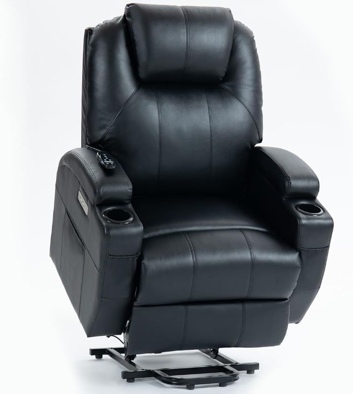 Photo 1 of  *** SIMILAR TO THE PHOTO **** Upgraded Power Lift Recliner Chair with Massage & Heat, Powerful Motor, Max 155° Reclining, Standing Assistance for Elderly, USB & Type-C Ports, Cup Holders, PU Leather Black