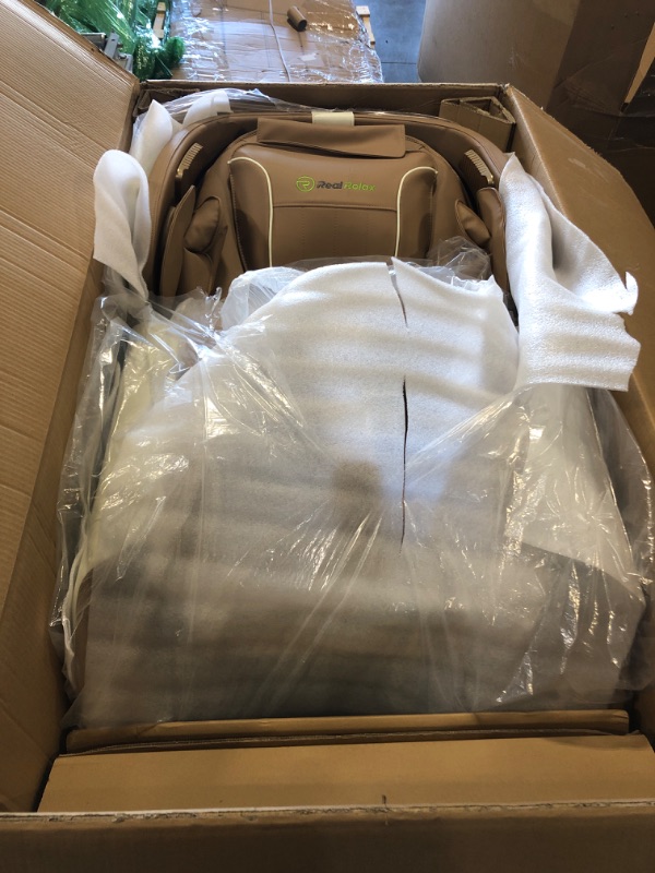 Photo 2 of *** BIG BOX ****Real Relax 2024 Massage Chair, Full Body Zero Gravity SL-Track Shiatsu Massage Recliner Chair, Favor-11 Brown and White