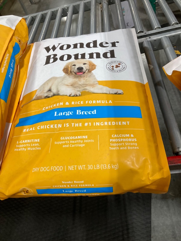Photo 1 of Amazon Brand - Wonder Bound Large Breed, Puppy Dry Dog Food, Chicken & Rice, 30 pound (Pack of 1)