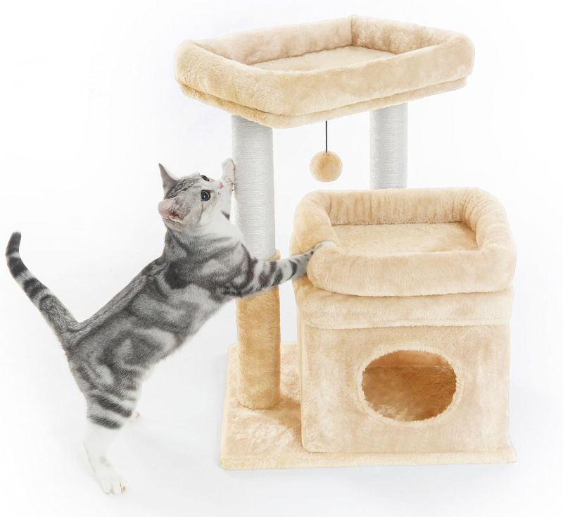 Photo 1 of ***Stock photo is a similar item*** Pesofer Cat Tree, Small Cat Tower with Dangling Ball and Perch Beige