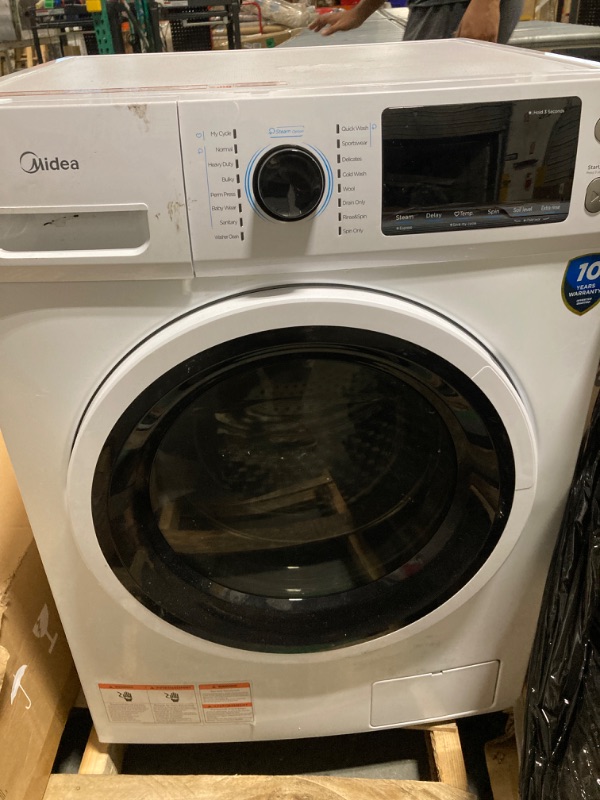 Photo 8 of ***MISSING MAIN OPERATION KNOB*** Midea MLH25N7BWW Compact Front-Load Machine, 24" Energy & Space-Saving Washer, Steam Care and Cold Wash Stackable Laundry, for Family Daily use, 2.5 Cu.ft, White