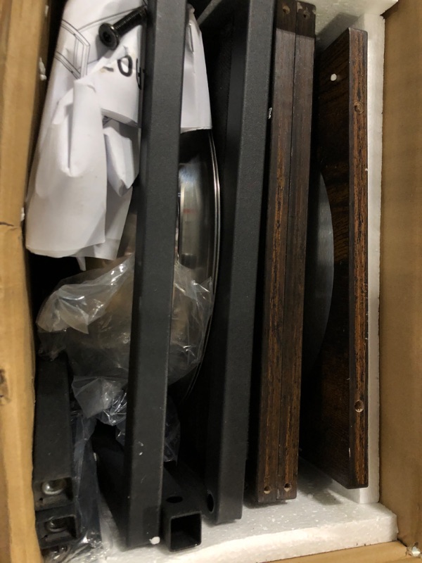 Photo 1 of ***USED**HOOBRO Elevated Dog Bowl Stand with 2 Stainless Steel Bowls, Raised Dog Bowl with 3 Heights Adjustable, Dog Food Storage with Dog Toy Basket and Shelves for Large Dog, Rustic Brown and Black BF22PO03