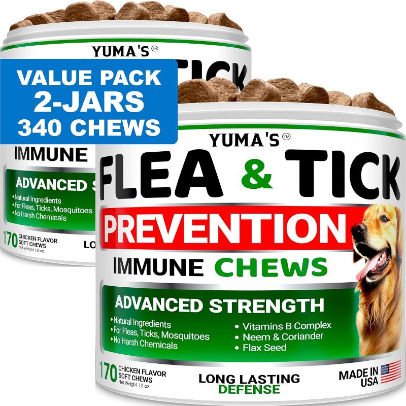 Photo 1 of (2-Pack) Flea and Tick Prevention for Dogs Chewables - Natural Dog Flea and Tick Treatment Chewable - Flea and Tick Chews for Dogs - Soft Oral Flea Pills for Dogs - All Breeds & Ages - Made in USA
