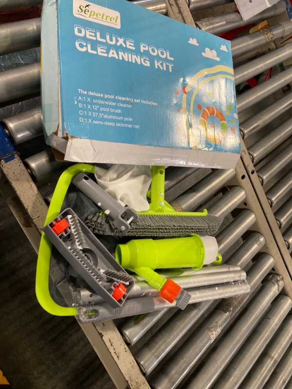 Photo 1 of **USED**Sepetrel Deluxe Swimming Pool Cleaning Kit with Spa Jet Pool Vacuum Cleaner,Pool Brush, Semi-deep Skimmer Net & Adjustable 57.5-inch Pole,Ideal for Cleaning Above Ground Pools, Inflatable Pool