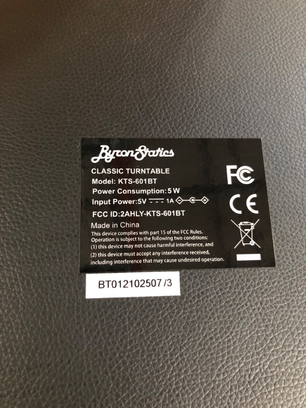 Photo 1 of Byron Statics Vinyl Record Player, 3 Speed Turntable Record Player with 2 Built in Stereo Speakers, Replacement Needle