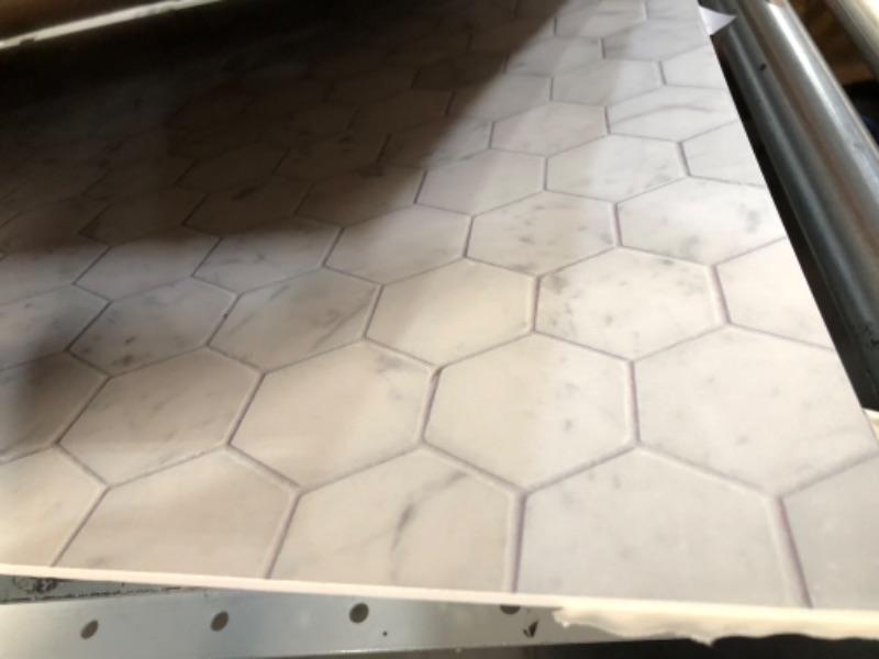 Photo 2 of Bessie Bakes Marble Hexagon Tile Replicated Photography Backdrop 2 Feet Wide x 3 Feet Long 3 mm Thick