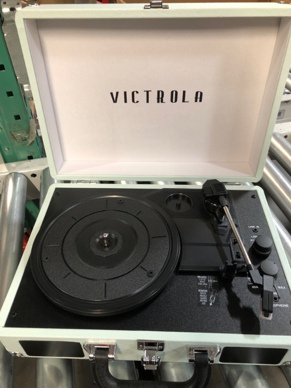 Photo 4 of *READ NOTES*Victrola Vintage 3-Speed Bluetooth Portable Suitcase Record Player with Built-in Speakers, Mint 