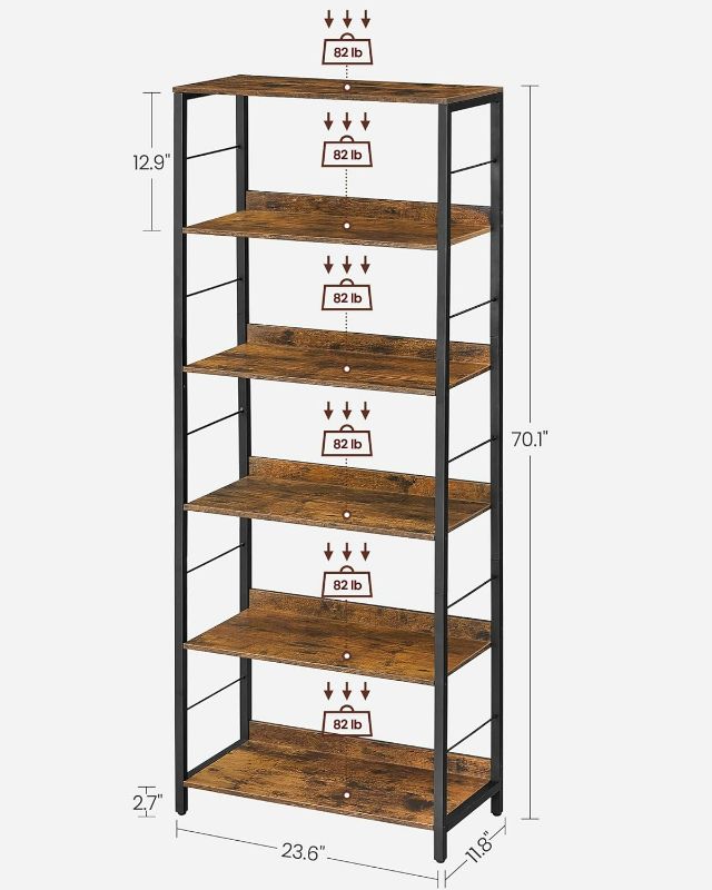 Photo 5 of (READ FULL POST) VASAGLE 6-Tier LED Bookshelf, Display Shelf with Dimmable Lights, 11.9 x 23.6 x 70.3 Inches, Black with Wood Grain 