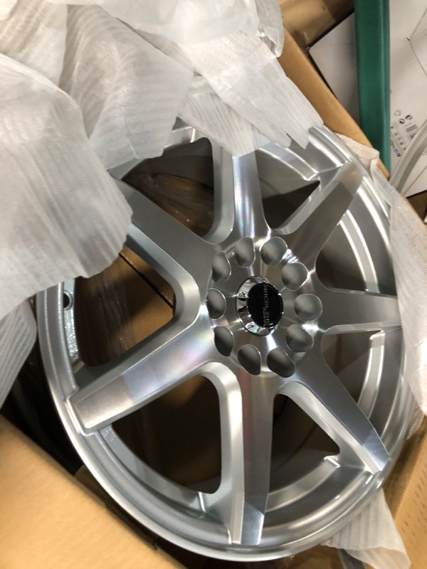 Photo 2 of Raceline Wheels 131S EVO Wheel Silver 16X7"5X112/5X120 Bolt Pattern +20mm Offset/(4.79"B/S) 7 Spoke Aluminum Passenger Car Wheels, Full Size Replacement Silver Car Rims 16X7 inches, 5X112/5X120, +20/4.79" Silver