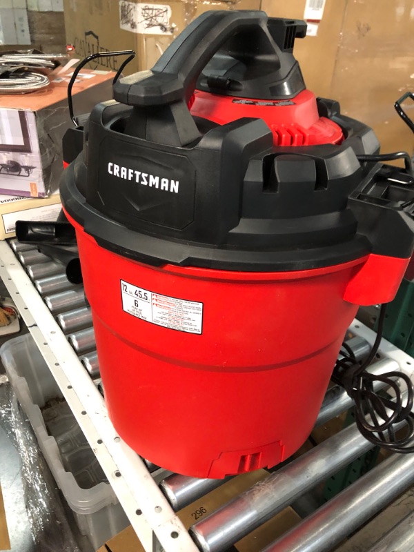 Photo 3 of CRAFTSMAN CMXEVBE17606 12 Gallon 6 Peak HP Wet/Dry Vac with Detachable Leaf Blower, Portable Shop Vacuum with Attachments,Red 12 gallon 6.0 Peak Hp