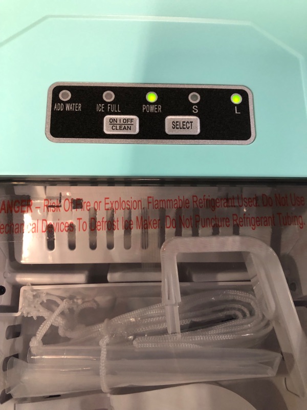 Photo 6 of Ice Maker Countertop, Portable Carry Handle, Self-Cleaning Basket and Scoop, 9 Cubes in 6 Mins, 26 lbs per Day, Mint 