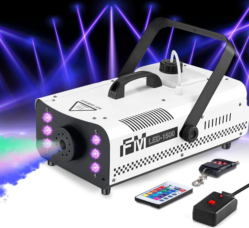 Photo 1 of Fog Machine 1500 Watt with 6 LED Lights, Professional Stage Smoke Machine  25000CFM with Wireless Remote Control