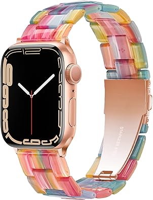 Photo 1 of Light Apple Watch Band-Fashion Resin iWatch Bands Bracelet Compatible with Stainless Steel Buckle 