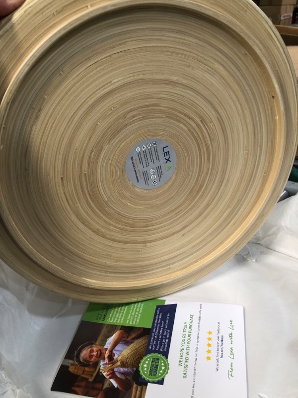 Photo 4 of (READ FULL POST) Bamboo Serving Tray 15,7" Large Round Charcuterie Boards with Rim, Artisan Handcrafted Wooden Tray Single Tray