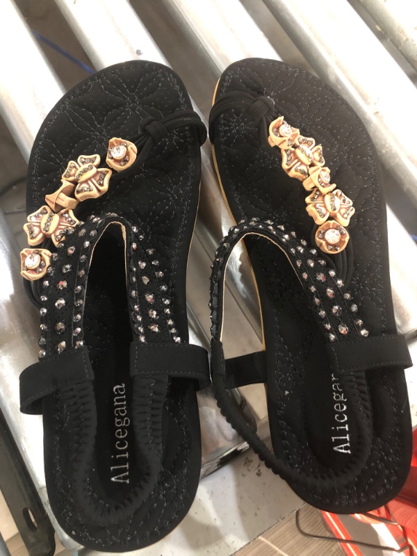 Photo 4 of Alicegana Sandals Women Dressy Flat: Bohemian Summer Shoes Comfortable Gladiator Casual Size 43 (Size 12)