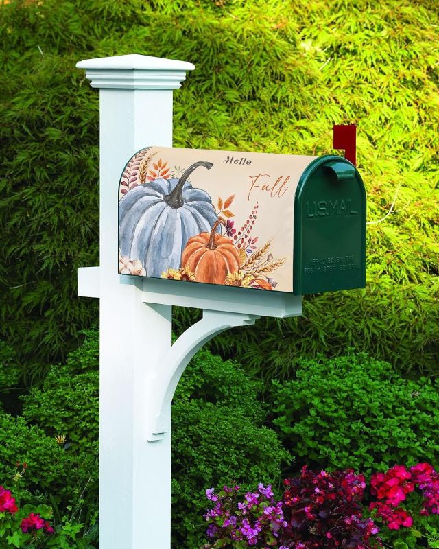 Photo 1 of (2 PACK) Thanksgiving Pumpkin Mailbox Cover Fall Magnetic Mailbox Wraps Decor, Autumn Maple   18x21  
