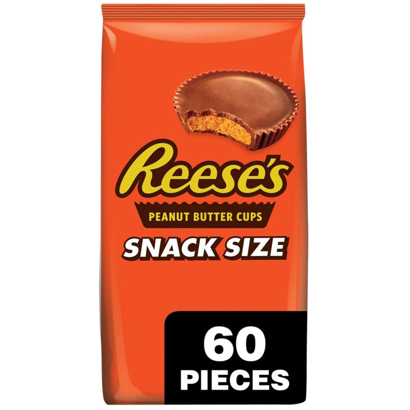 Photo 1 of ***NON-REFUNDABLE- EXP: 8/25*** REESE'S Milk Chocolate Peanut Butter Snack Size, Gluten Free, Individually Wrapped Cups Candy Bulk Bag, 33 oz (60 Pieces) Peanut Butter 2.06 Pound (Pack of 2)