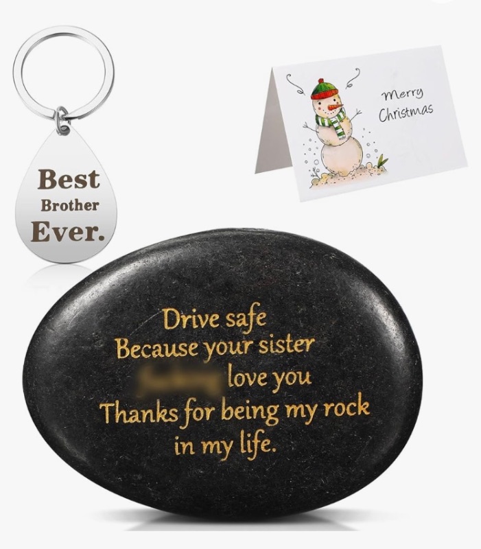 Photo 1 of (2 pack) Tondiamo 4 Pcs Christmas Stocking Stuffers Gifts for Dad Grandpa Brother Engraved Rock  