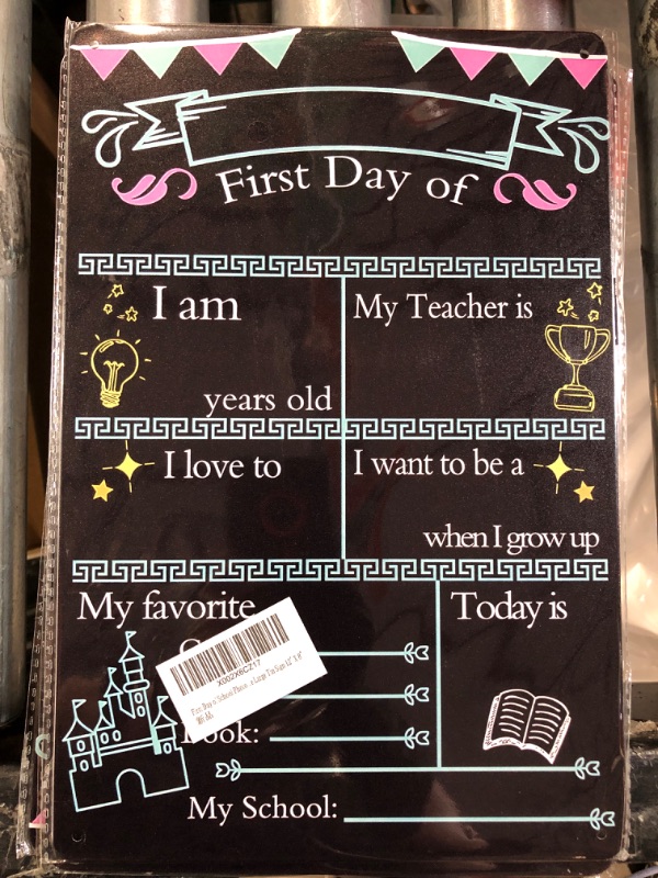 Photo 2 of First Day of  - 14’’ x 11’’ First & Last Day School Chalkboard - 1st Day Back to School Board  