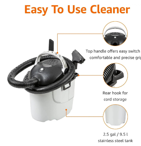 Photo 4 of (READ FULL POST) Amazon Basics 2.5-Gallon 2 HP Wet/Dry Vacuum, Grey 2.5 Gallon, 2 HP