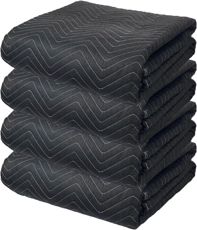 Photo 1 of (READ FULL POST) 4 Heavy Duty Padded Moving & Packing Blankets - 80" x 72" (65 lb/dz Weight) - Shipping Furniture Pads for Moving and Storage (4 Heavy Duty 65 lbs/Dozen)
