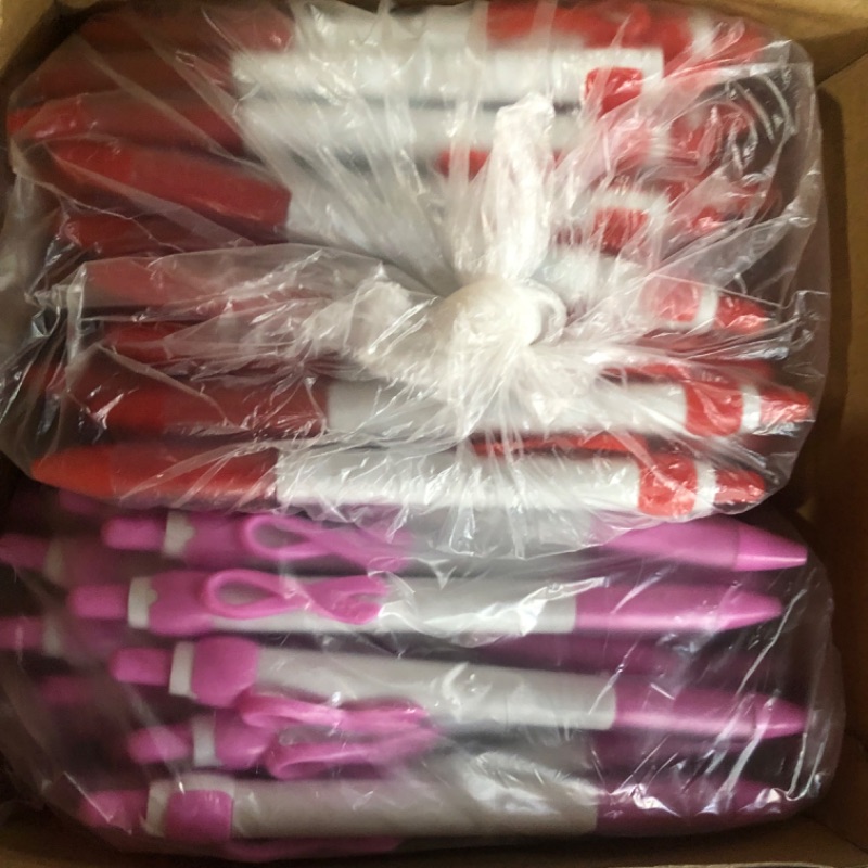 Photo 2 of Ctosree 200 Pcs Cancer Awareness Pen Bulk Red Purple Pink Ribbon Pen HIV Aids Violence Lupus Alzheimer Pancreatic Breast Cancer Awareness Accessories for Public Events Charity Supplies, Black Ink