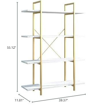 Photo 4 of (READ FULL POST) IOTXY 4-Tier Open Shelf Bookcase - Modern Freestanding Wooden Display Stand Unit with Metal Frame for Home and Office