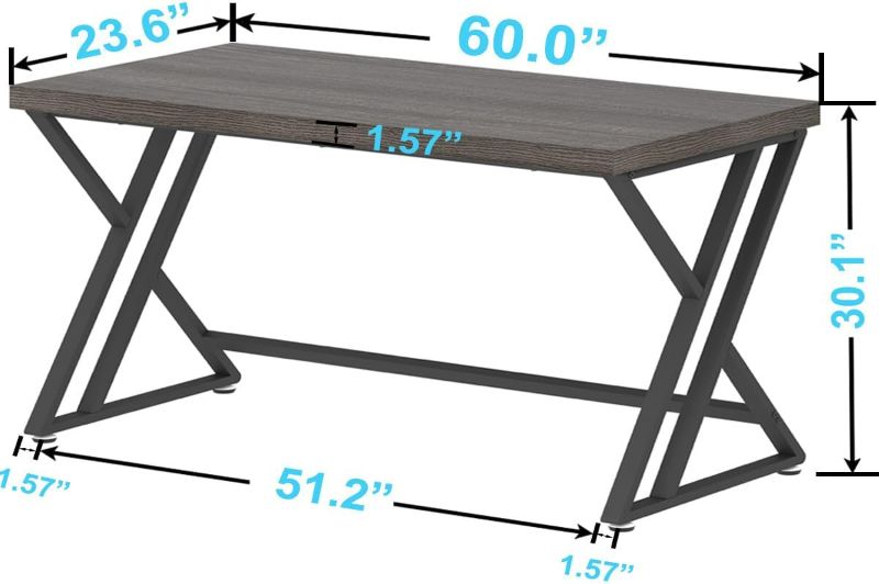 Photo 5 of (READ FULL POST) LVB Modern Black Computer Desk, Long Industrial Home Office Desk for Student, Black Oak 60 Inch