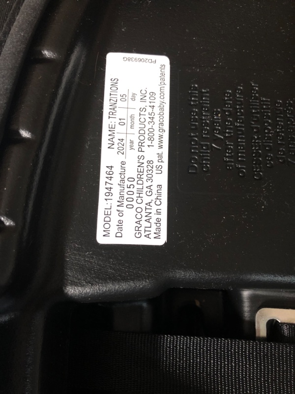 Photo 3 of ***USED - LIKELY MISSING PARTS - UNABLE TO VERIFY FUNCTIONALITY***
Graco Tranzitions 3 in 1 Harness Booster Seat, Proof Tranzitions Black