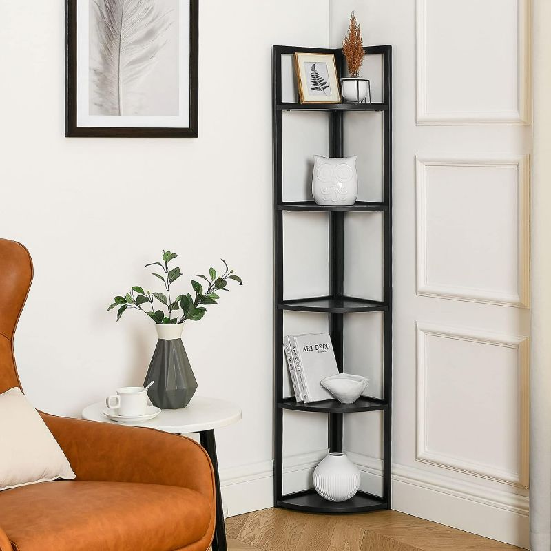 Photo 1 of  5-Tier Corner Shelf, Corner Bookshelf Small Bookcase Corner Storage Rack Plant Stand