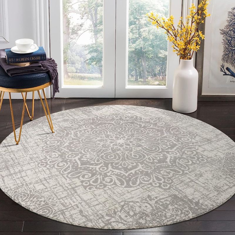 Photo 1 of (STOCK PHOTO FOR SAMPLE ONLY) - Lahome Medallion Round Rugs - 6ft  - SILVER