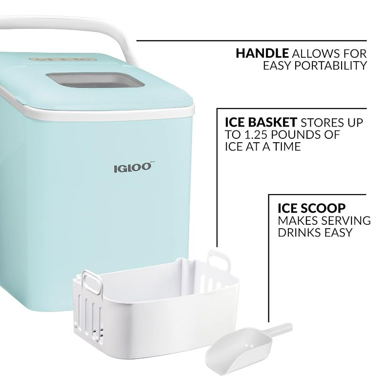 Photo 1 of (READ FULL POST) Igloo Automatic Self-Cleaning Portable Electric Countertop Ice Maker Machine With Handle, 26 Pounds in 24 Hours, 9 Ice Cubes Ready in 7 minutes, With Ice Scoop and Basket
