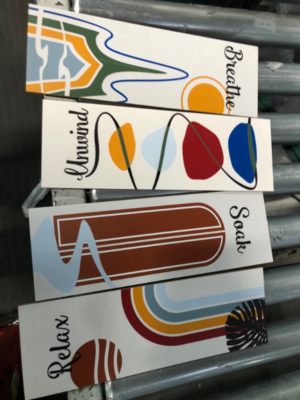 View 3 of 4 Pieces Relax Soak Unwind Breathe Sign Decors