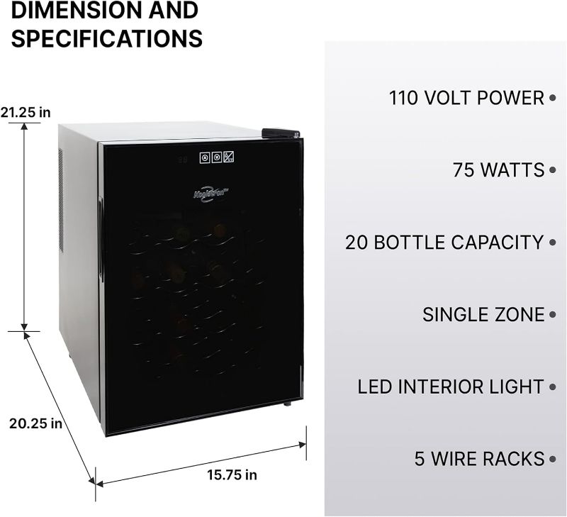 Photo 5 of (READ FULL POST) Koolatron 20 Bottle Wine Cooler, Black Thermoelectric Wine Fridge, 1.7 cu. ft. (48L), Freestanding Wine Cellar, Red, White and Sparkling Wine Storage for Home Bar, Apartment, Condo
