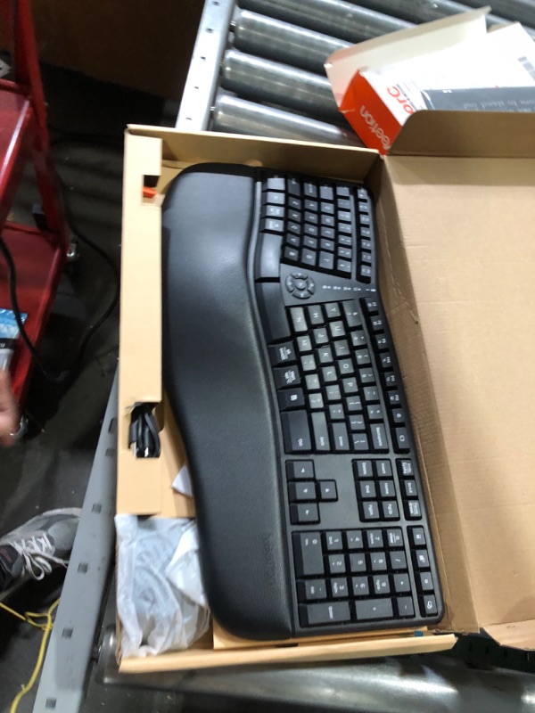 Photo 3 of MEETION Ergonomic Wireless Keyboard and Mouse, Ergo Keyboard with Vertical Mouse, Split Keyboard with Cushioned Wrist, Palm Rest, Natural Typing, Rechargeable, Full Size, Windows/Mac/Computer/Laptop