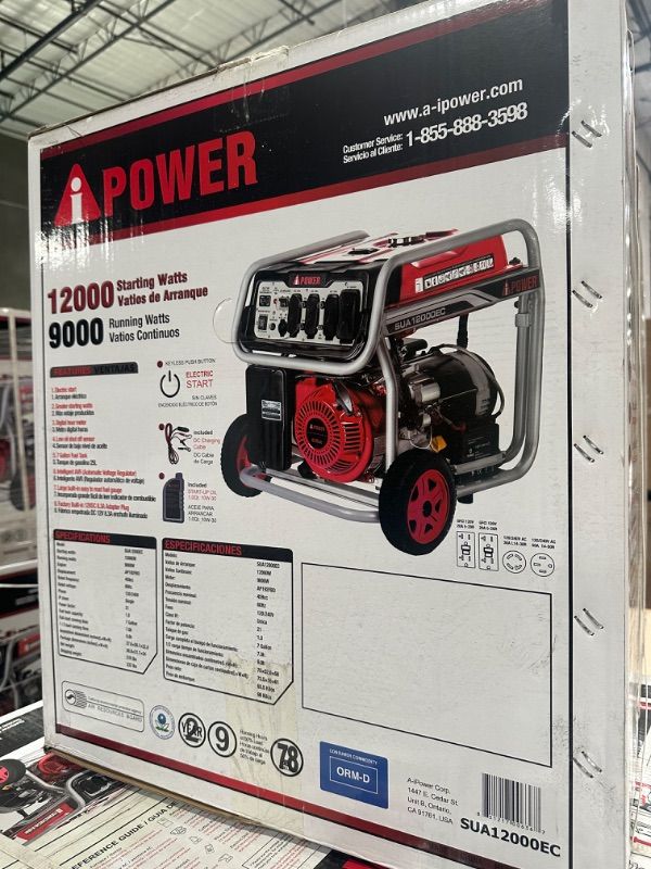 Photo 12 of (READ FULL POST) A-iPower SUA12000EC 12000-Watt Gas Powered Generator W/Electric Start (CARB/EPA), 12000 Watt, Wheel Kit Included 12000W + Electric Start + CARB Generator